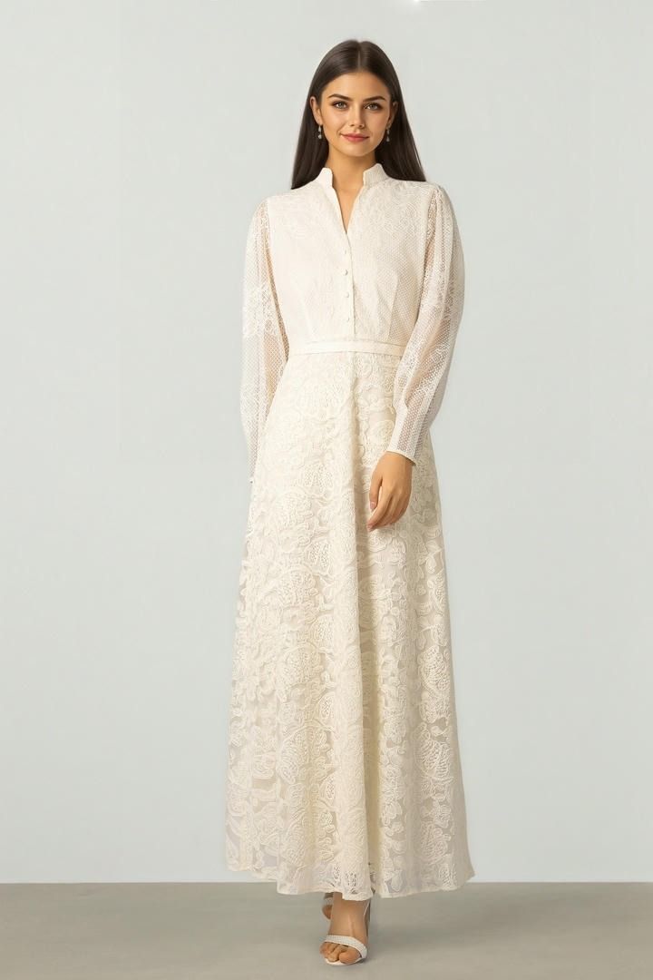 Cream Lace Maxi Dress