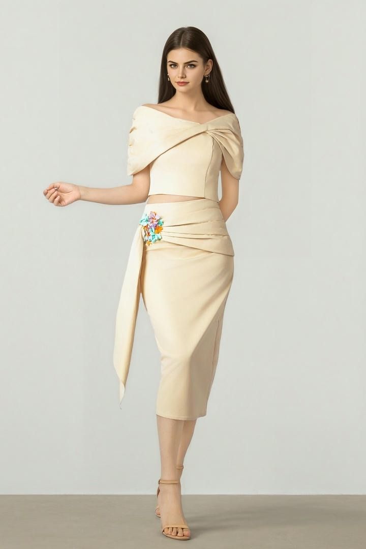 Beige Taffeta Skirt