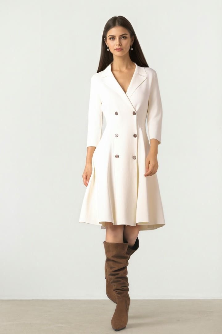 Double Breasted Wrap Kint Dress