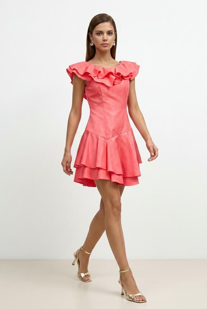 Coral Crepe Dress