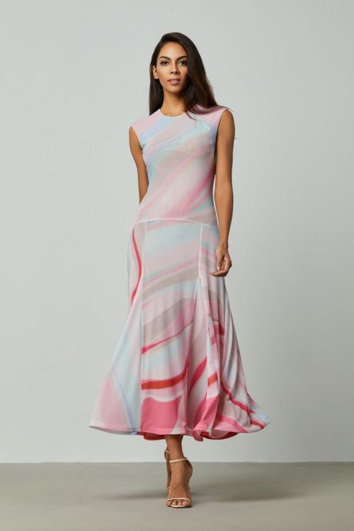 Vivid Elegance High-Neck Dress