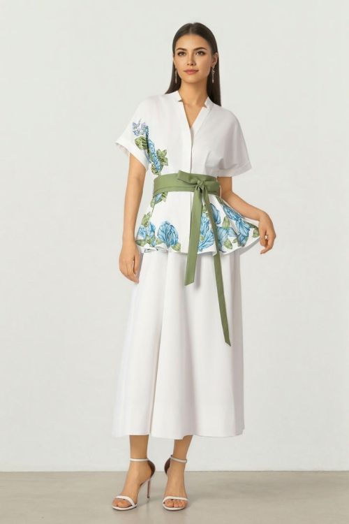 Belted Print Dress