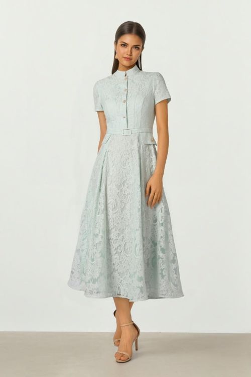 Belted Lace Dress