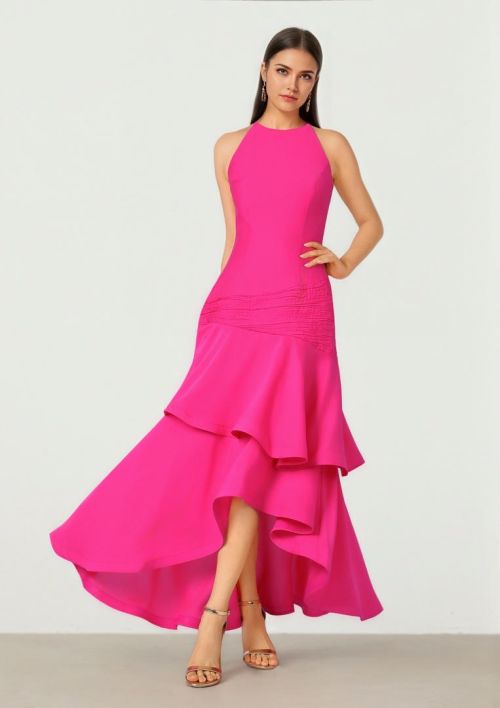 Fuchsia Crepe Dress