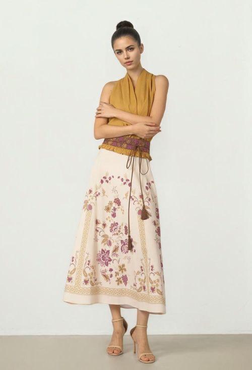 Floral Linen Skirt