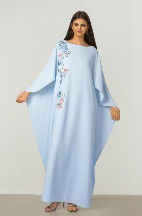 Blue Crepe Kaftan Dress