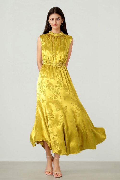 Pleated Sleeveless Midi Dress