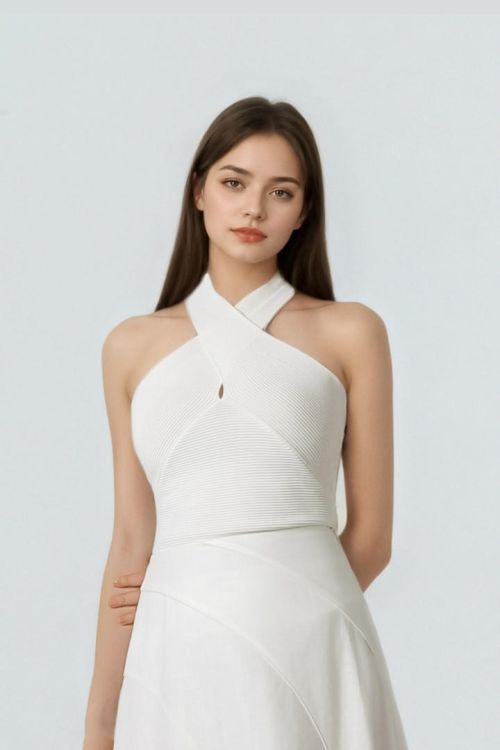 Cross Halter necklne Top
