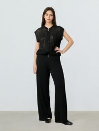 Wide-Leg Soft Knit Feather Pants
