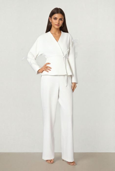 Embellished Crepe Pants