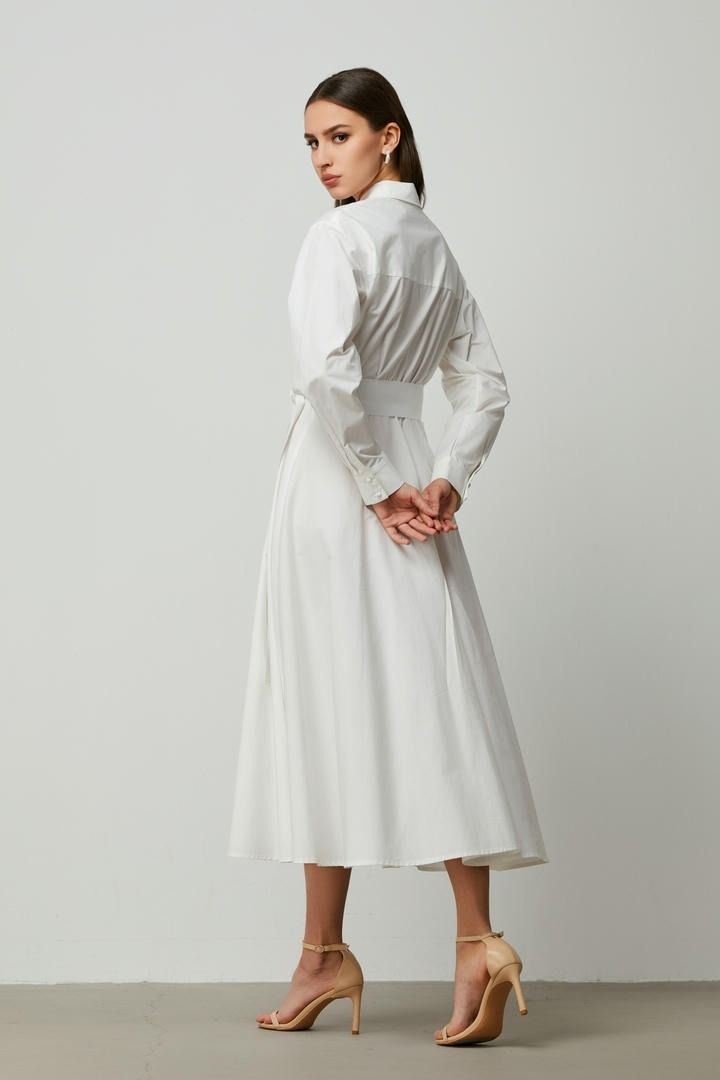 Flower applique shirt dress