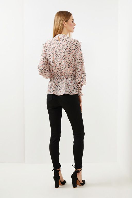 Beige Blouse with Tie