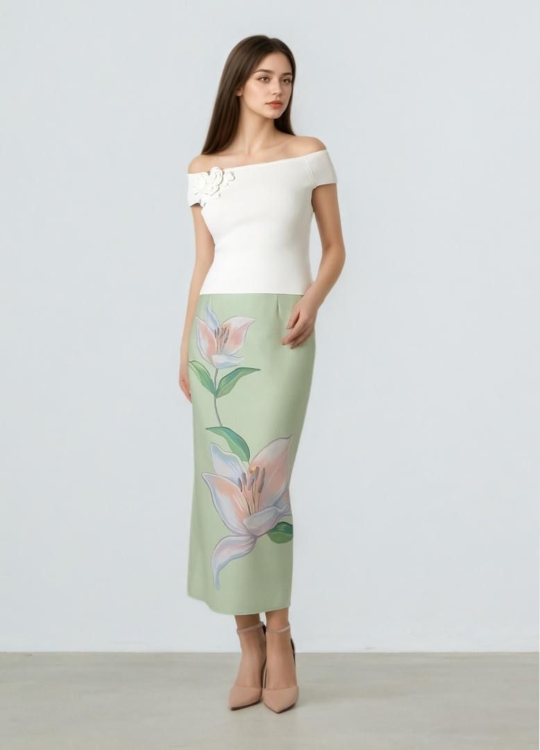 Printed Pencil Skirt