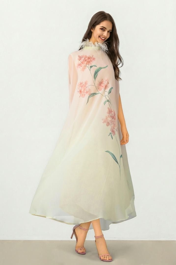 Chiffon Dress with Floral Print