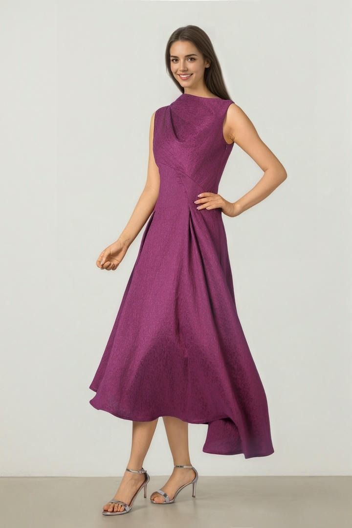 Elegant Pleated Jacquard Dress