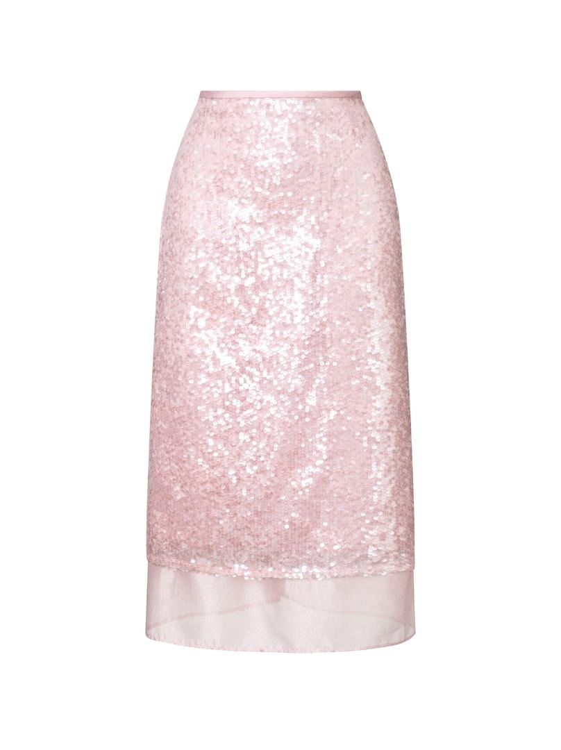 Sequin Organza Midi Skirt