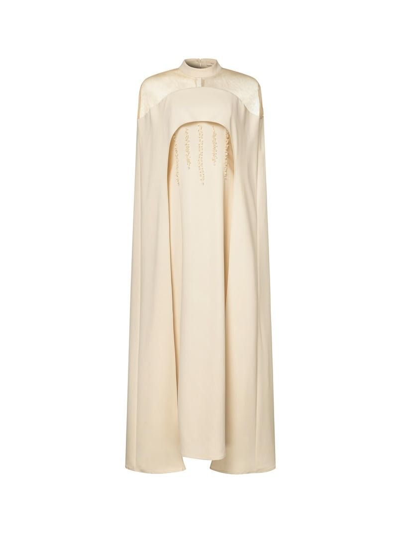 Caped sheer shoulder dress