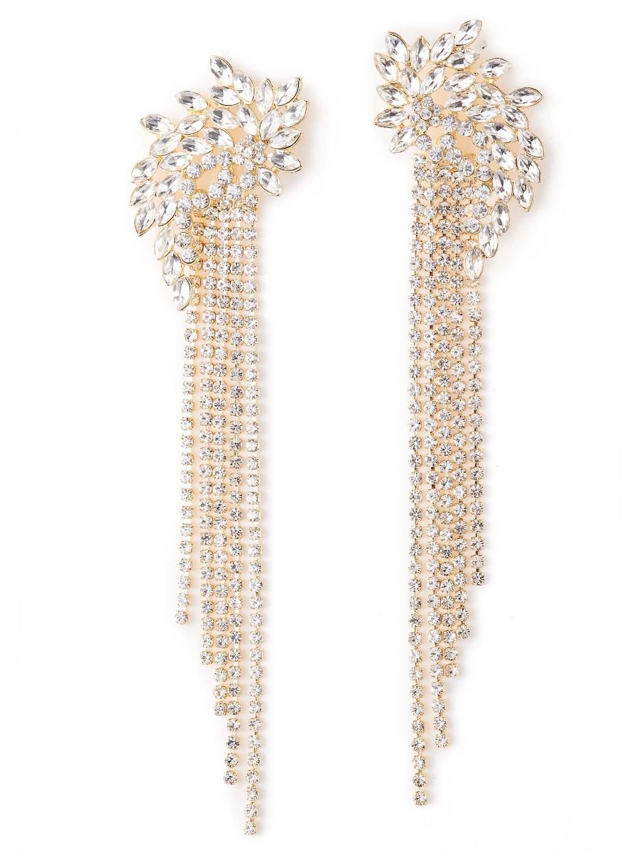 Rhinestones Fringes Earrings
