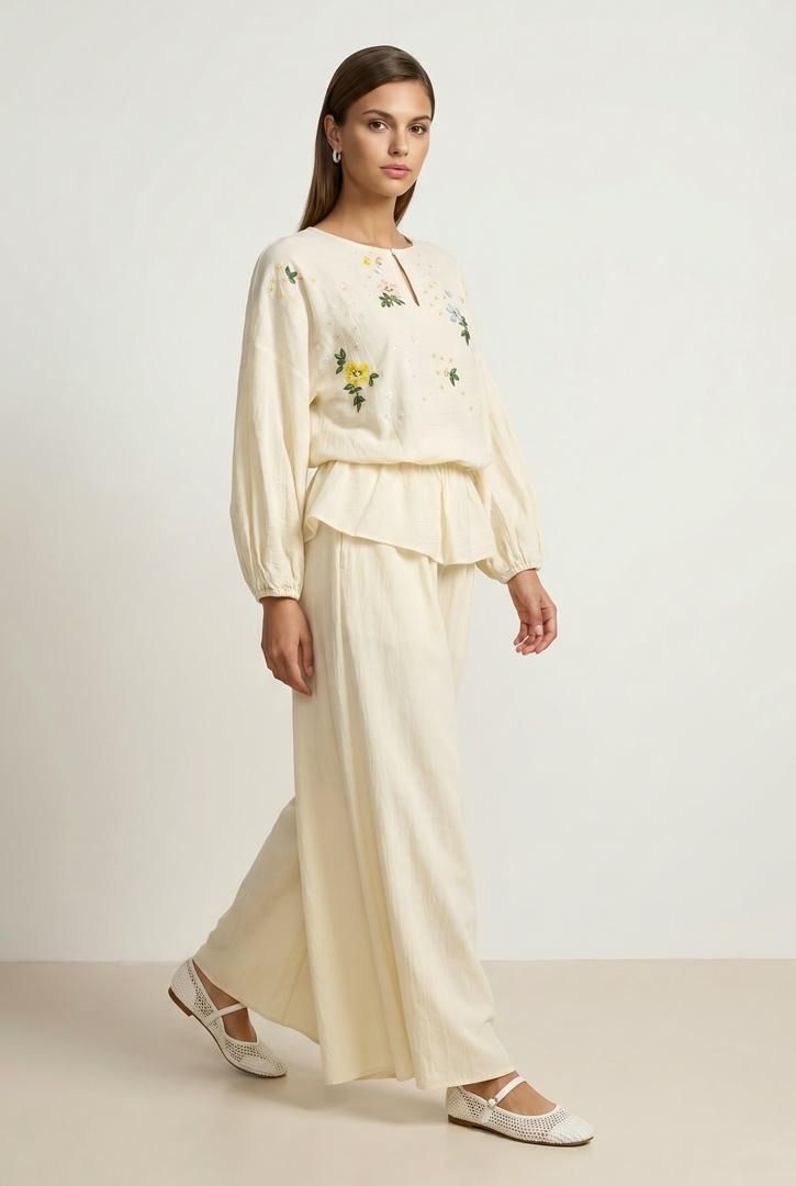 Cream Linen Pants