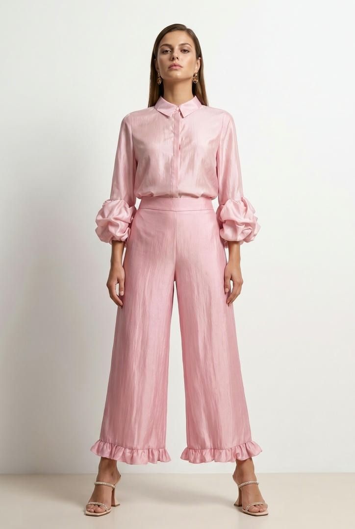 Pink Crepe Pants