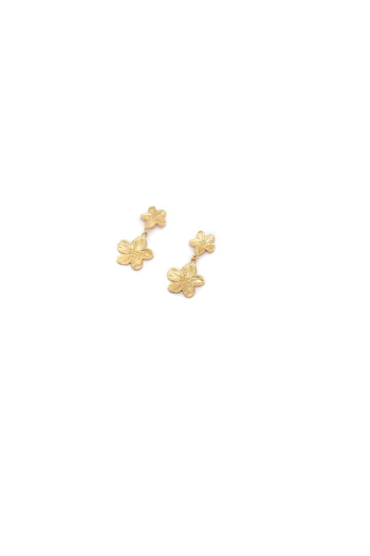 double drop flower-shaped earrings